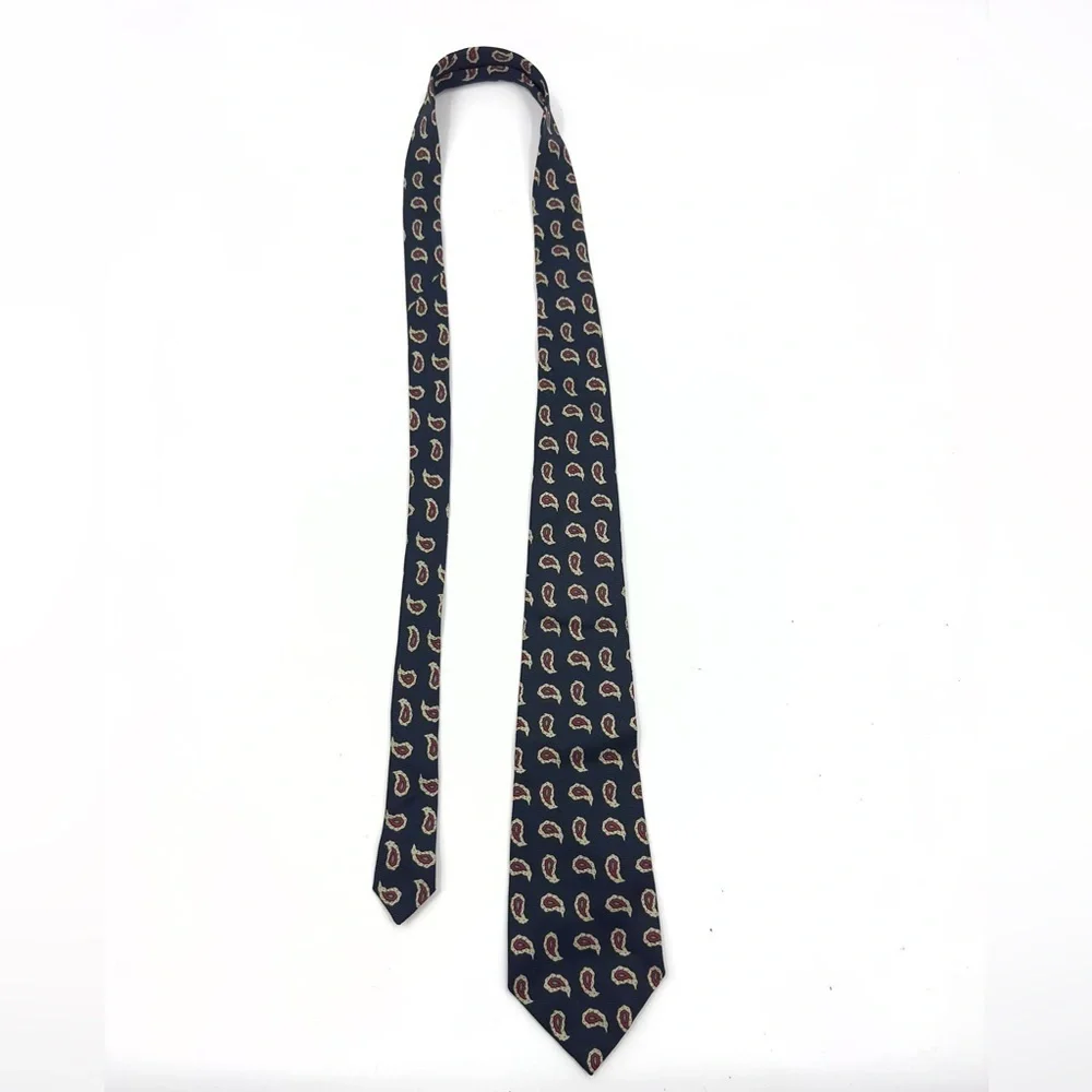 Polo Ralph Lauren Vintage Silk Tie Blue Red Paisley Pattern Made in USA